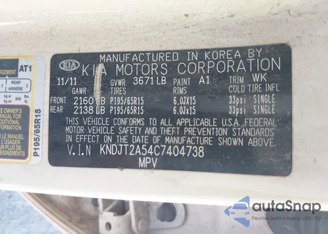 2012 Kia Soul z USA, uszkodzony, nr VIN KNDJT2A54C7404738